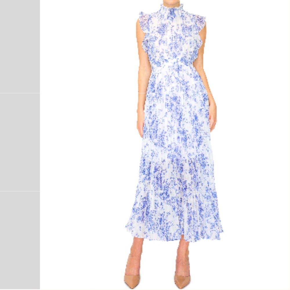 👗 Melloday Cottagecore Prairie Boho toile ruffle pleated maxi dress XL